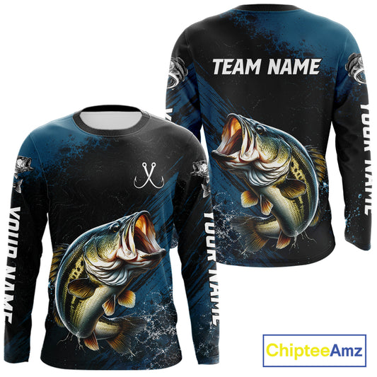 Custom Largemouth Bass Fishing Jersey Personalized Long Sleeve Shirt For Men