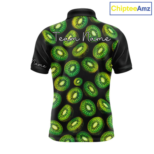 Funny Colorful Kiwi In Dark Golf Men's Polo Shirt, Funny Fruit Pattern Polo Top NHT579