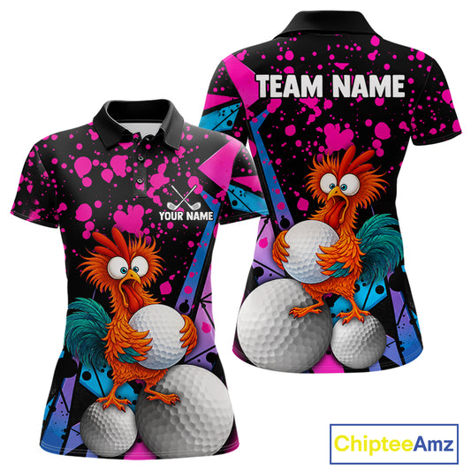 Colorful Funny Chicken Golf Jersey for Womens Golf League Team Shirt