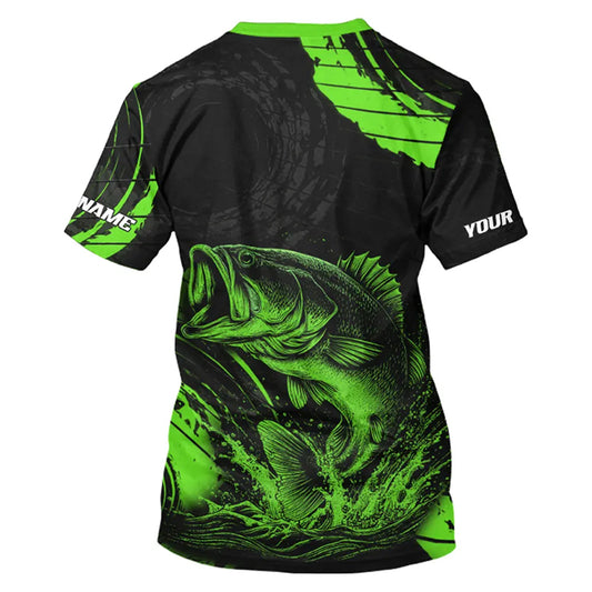 Personalized Bass Fishing Jerseys, Bass Fishing Scale T-Shirt| Green NHT386