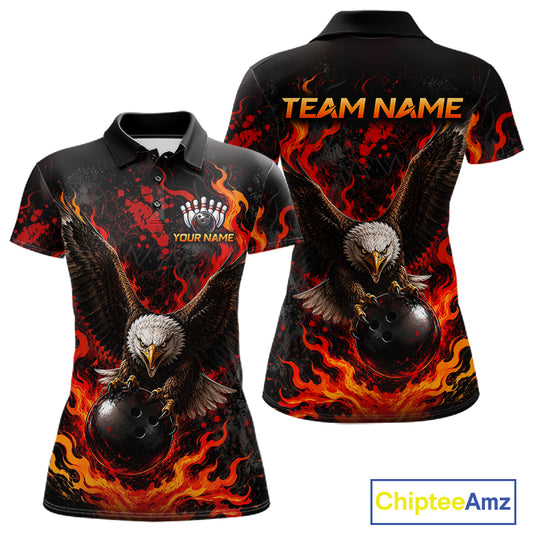 Eagle Bowling Polo Shirt Custom Name Team Quarter Zip Bowling Jersey For Women NHT1350