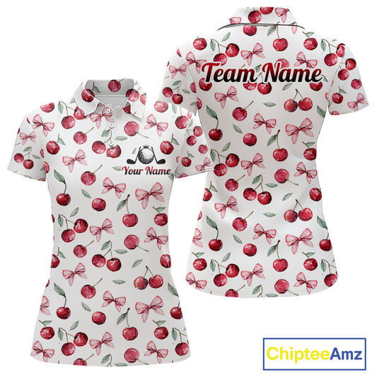 Funny Golf Polo Shirt For Womens Cherry Pattern Summer Sport Top For Team NHT881