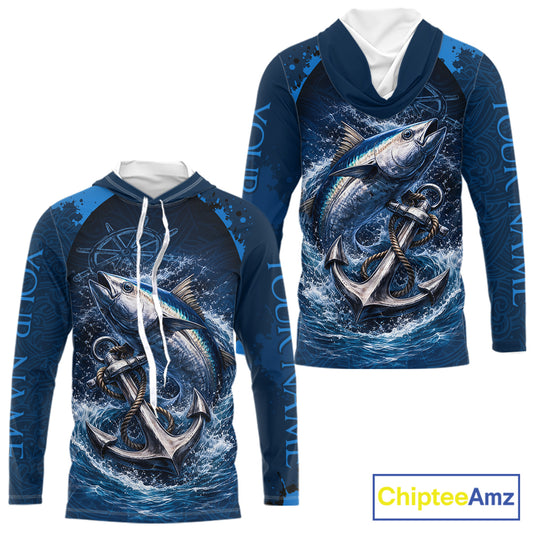 Custom Tuna Fishing Camo Long Sleeve Fishing Shirts, Personalized Tuna Fishing Shirt NHT400