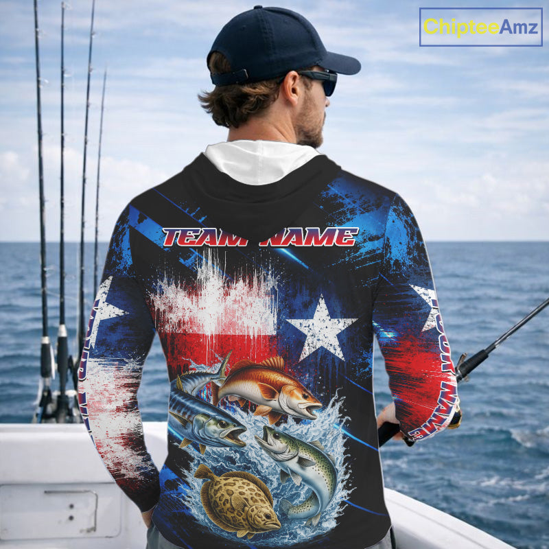 Texas Grand Slam Custom Fishing Shirts Long Sleeve Hooded, Texas Flag Fishing Jersey NHT506