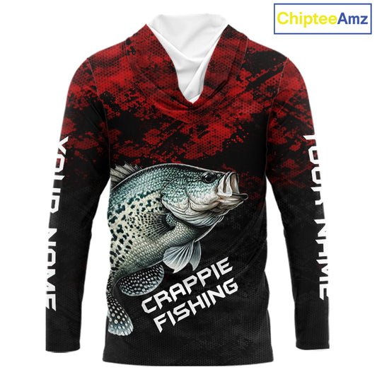Personalized Crappie Hooded Fishing Shirts Red Camo Custom Name, Crappie Fishing Shirts NBT465