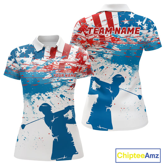 American Flag Golf Polo Shirt Custom Womens Golf Shirts US Flag Golf Polo Shirt NBT568