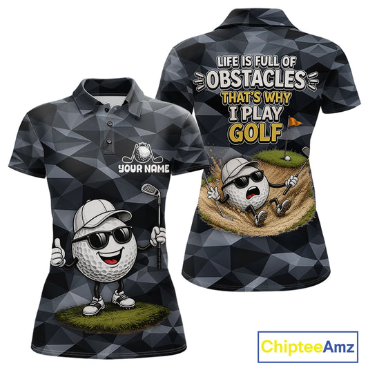 Funny Womens Golf Polo Shirts Custom Golf Ball Camo Pattern Golf Outfits, Best Golf Gifts NBT836