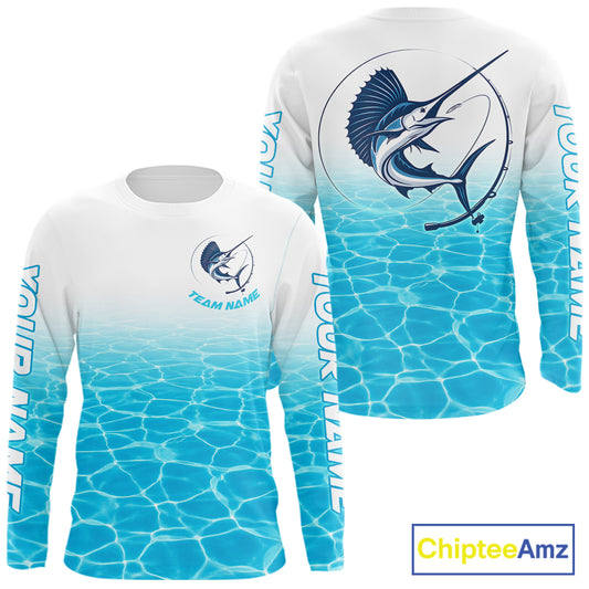 Custom Marlin Fishing Long Sleeve Performance Fishing Shirts, Marlin Saltwater Fishing Shirt NBT620