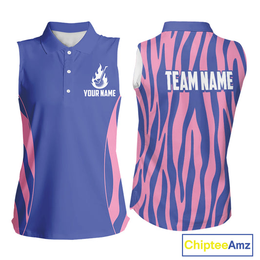 back view of custom name womens golf polo shirt for golf lovers