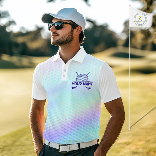 Hologram Mens Polo Golf Shirts Custom Name Golf Shirt For Men, Golf Team Clothes NBT506