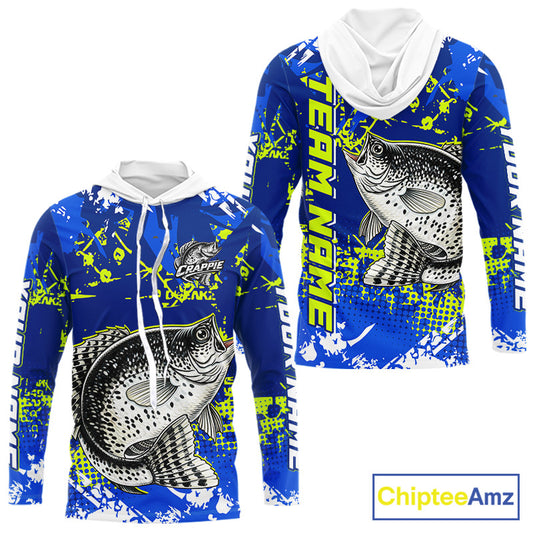 Custom Crappie Fishing Camo Fishing Shirts Long Sleeve, Crappie Tournament Fishing Shirts NBT440