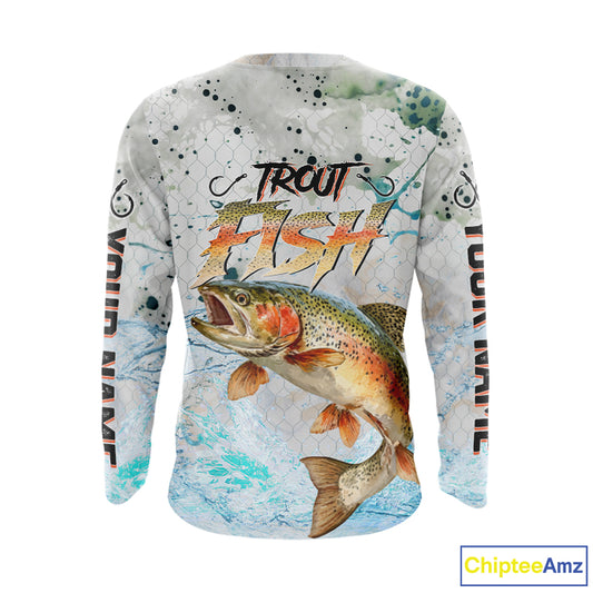 Rainbow Trout Custom UPF Fishing Shirts Long Sleeve, Trout Fishing Shirts NBT417