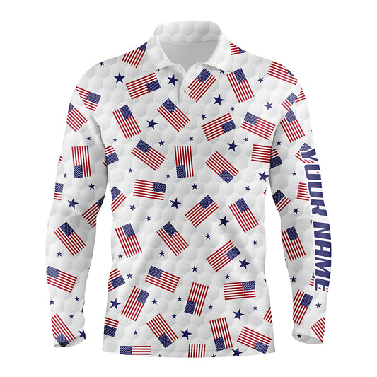 American Flag Golf Pattern Mens Polo Shirts Custom Patriotic Golf Shirts For Men Golf Gifts LDT0388