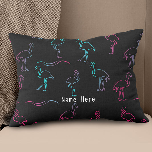 Colorful Neon Flamingo Custom Throw Pillow Personalized Home Decor Gifts LDT1191