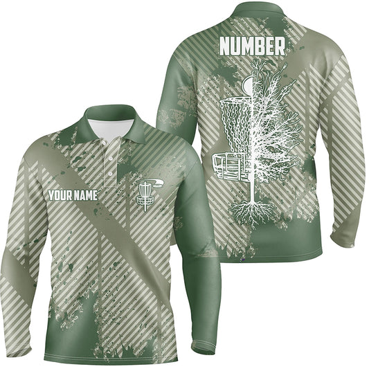 Disc Golf Green Abstract Texture Mens Polo Shirts Customized Disc Golf Shirts For Men LDT0520
