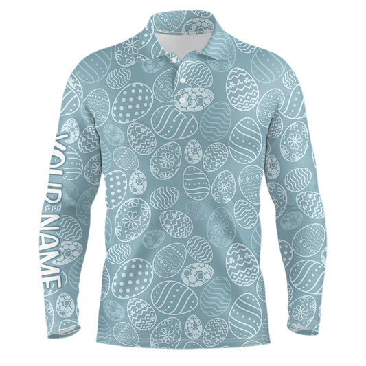 Blue Funny Easter Eggs Mens Golf Polo Shirts Custom Easter Day Golf Shirts For Men Golf Gifts LDT1336