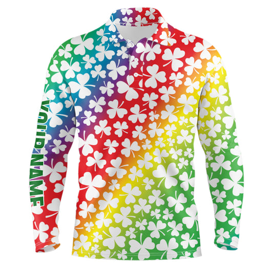 Rainbow Shamrocks St Patrick Day Mens Golf Polos Custom Golf Shirts For Men Golf Gifts LDT1418