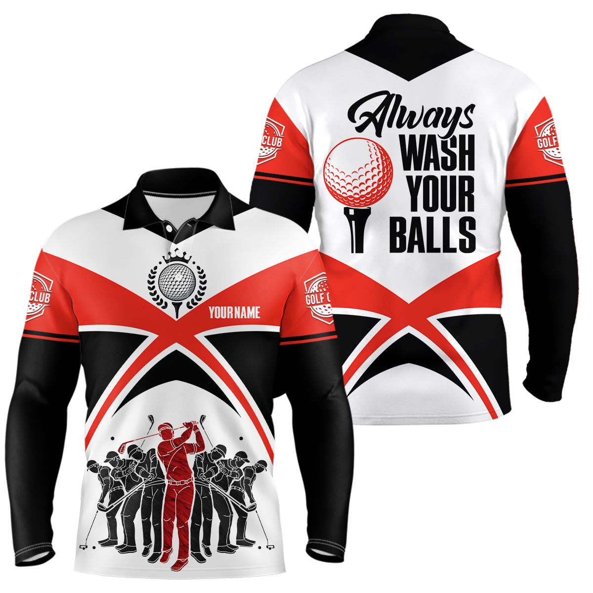 Always Wash Your Balls Golf Polo Shirts Custom Orange Black Golf Shirts For Men, Golf Gifts LDT0212