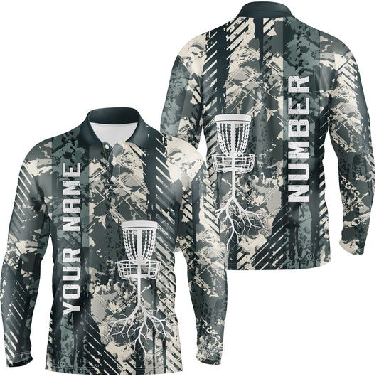 Personalized Wild Grunge Mens Disc Golf Polo Shirt Custom Disc Golf Shirts For Men Golf Gifts LDT0515