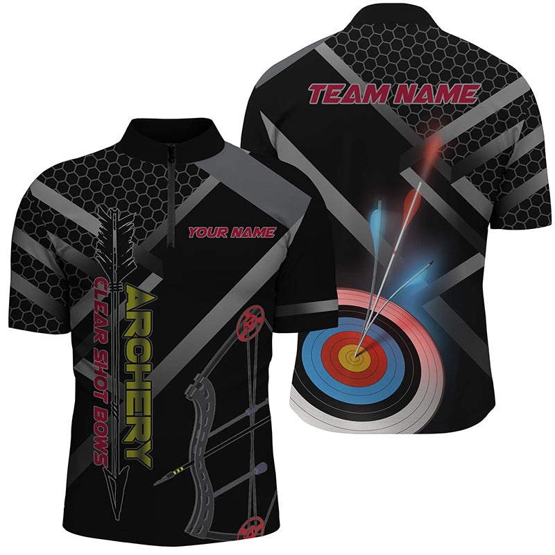 Personalized Clear Shot Bows 3D Target Archery Quarter-Zip Shirts For Men, Archery Team Shirts VHM0659