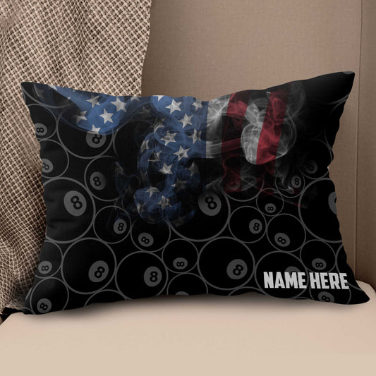 Personalized Vintage Smoke US Flag 8 Ball Billiard Pillow Billiard Gifts VHM0908