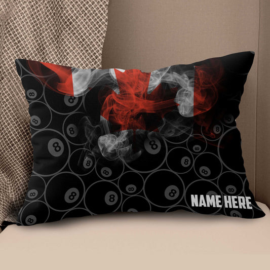 Personalized Vintage Smoke Canadian Flag 8 Ball Billiard Throw Pillow VHM0909