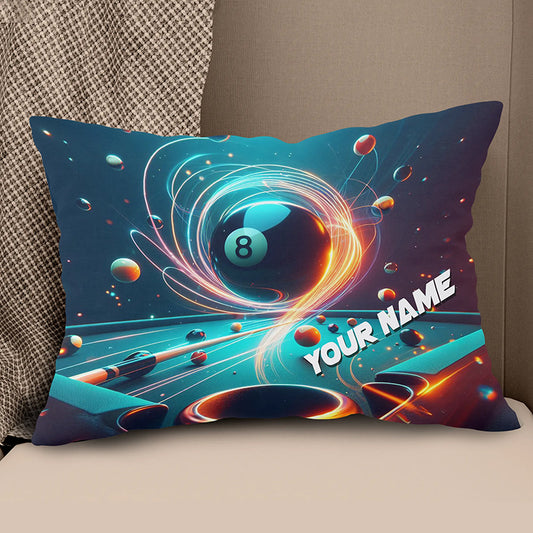 Personalized Billiard Balls In Space 3D Pillow, 8 Ball Pool Throw Pillow VHM0895