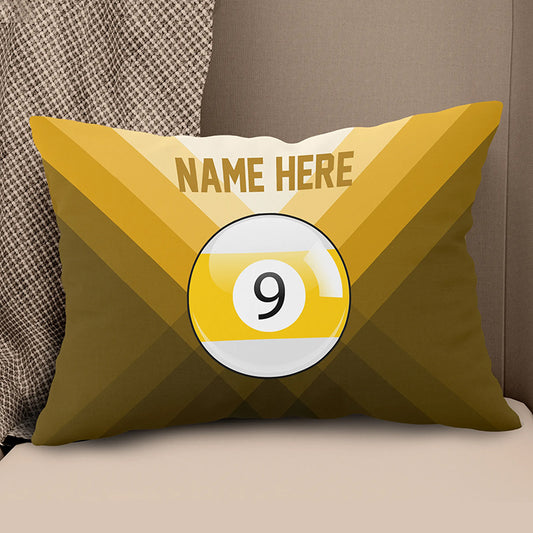 Personalized Yellow 9 Ball Billiard Pillow Custom Gifts For Pool Players VHM0927