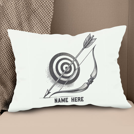 Personalized Target Bow Arrow Archery Line Drawing Pillow, Archery Gifts VHM0913