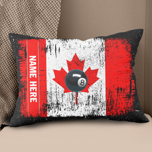 Personalized Canadian Flag Patriotic 8 Ball Pool Billiards Throw Pillow VHM0918