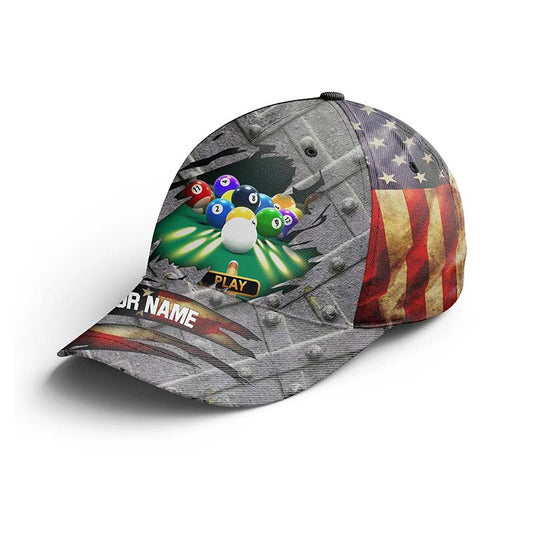 Billiards Colors US Flag Custom 3D Cap Hats For Men And Women, Personalized Patriotic Billiard Hats VHM0277