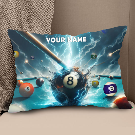 Personalized Thunder Lightning 8 Ball Billiard 3D Pillow Top Pillow Gift VHM0897