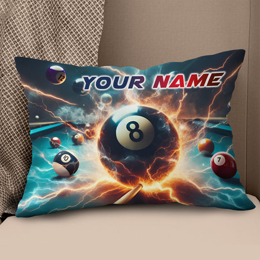 Personalized Thunder Lightning 8 Ball Billiard 3D Pillow Top Pillow Gift VHM0898