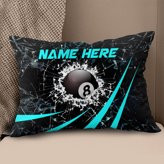 Personalized Blue Glass Break 8 Ball Billiard 3D Pillow, Billiards Gifts VHM0921