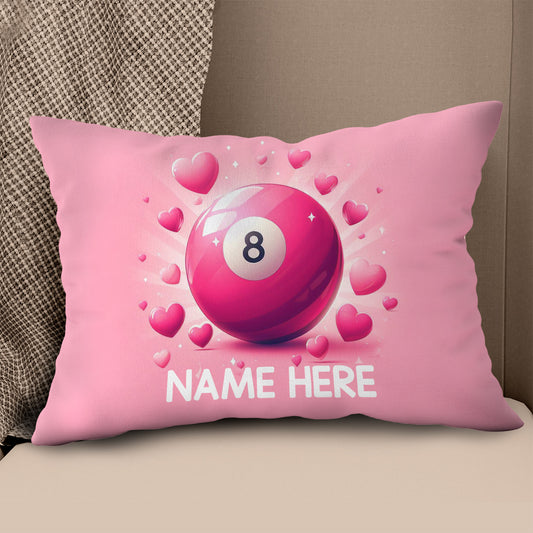 Personalized Funny Pink 8 Ball Billiard With Hearts Pillow Valentine Gifts VHM0939