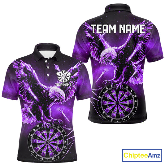 Personalized Purple Dartboard Galaxy Eagle Darts Shirt For Men, Darts Team Jersey Polo & 1/4 Zip TDM6485