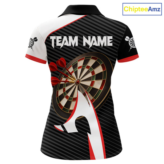 Personalized Darts Polo & Quater Zip For Women Custom Darts Tournament Team Jersey |Red TDM6067