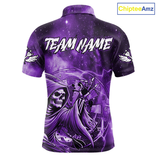Purple Grim Reaper Dart Shirt With Pocket Option For Men Custom Darts Jersey TDM6083