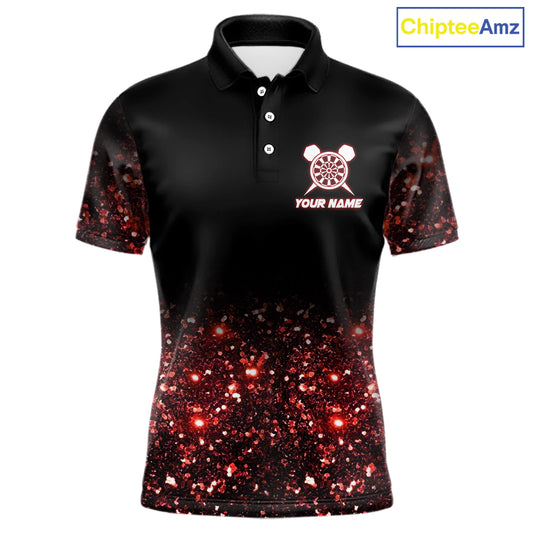 Black And Red Custom Light Darts Polo & Quarter Zip For Men, Darts Jersey Team Outfit TDM5945