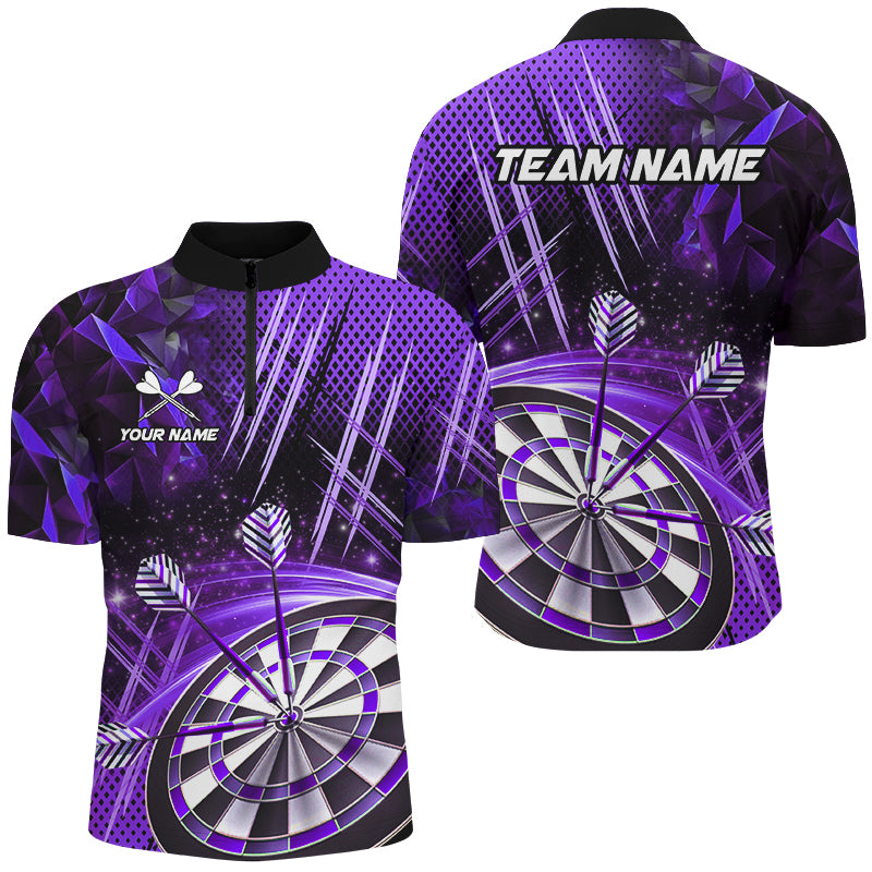 Personalized 3D Glitter Men Darts Shirts Custom Team Dart League Shirts Dart Jerseys |Purple TDM2583