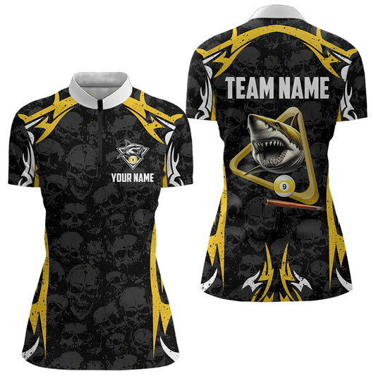 Personalized Shark 9 Ball Pool Skull Pattern Billiard Shirt For Women Custom 9 Ball Billiard Jerseys TDM3304