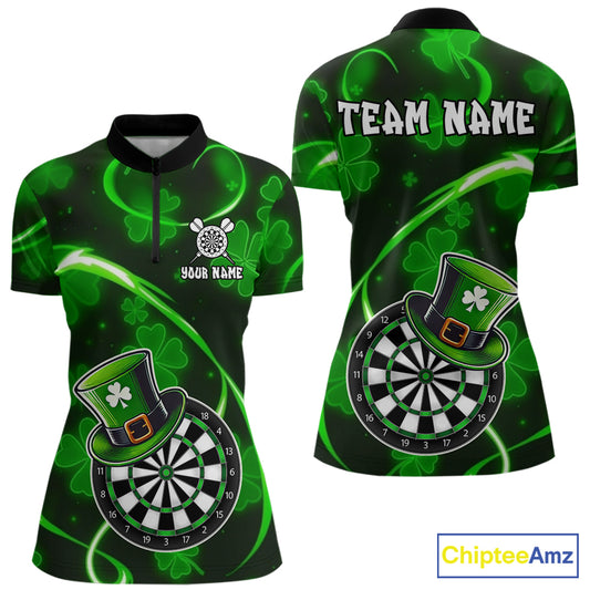 Green Glowing Shamrock Luckiest Darts Shirt For Women Custom St Patrick Day Darts Team Jersey TDM5356