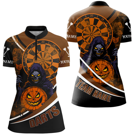 Grim Reaper Funny Dartboard Face Custom Halloween Orange Dart Shirts, Halloween Dart Jersey TDM2664