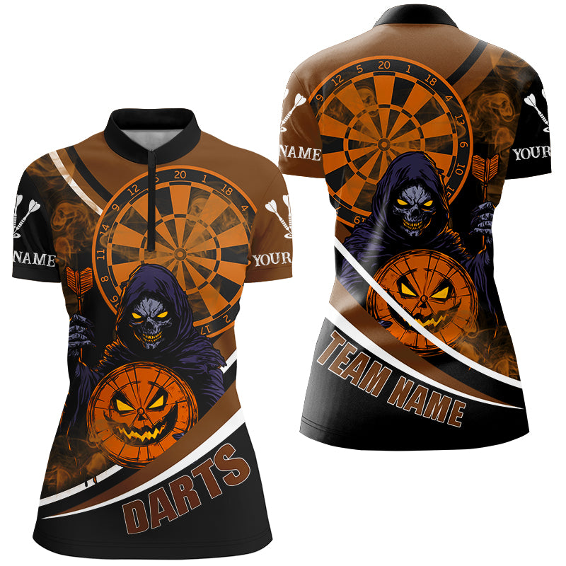 Grim Reaper Funny Dartboard Face Custom Halloween Orange Dart Shirts, Halloween Dart Jersey TDM2664