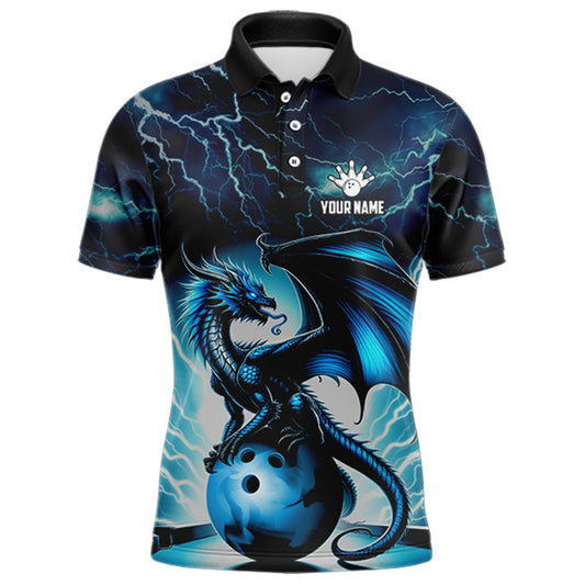 Blue Thunder Lightning Custom Dragon Bowling Shirts For Men, Bowling Team Jerseys Polo & 1/4 Zip TDM3678