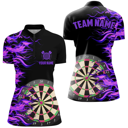 Purple Fire Flame Dart Board 3D Printed Women Darts Shirts Custom Team Name Darts Jerseys Uniform TDM1739