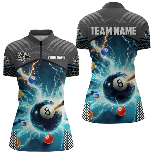 Personalized Striking Thunder Lightning Billiard Shirts For Women Custom Billiard Sport Jerseys TDM3156