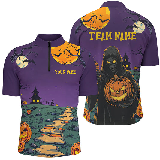 Purple Halloween Spook Night Custom Men Dart Shirts, Grim Reaper Halloween Darts Gifts TDM2738