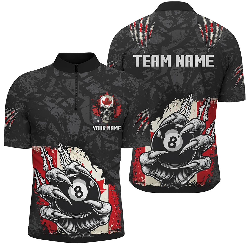 Funny Claw Tearing Canada Flag 8 Ball Pool Custom Men Billiard Shirts, Patriotic Billiard Jerseys TDM2231