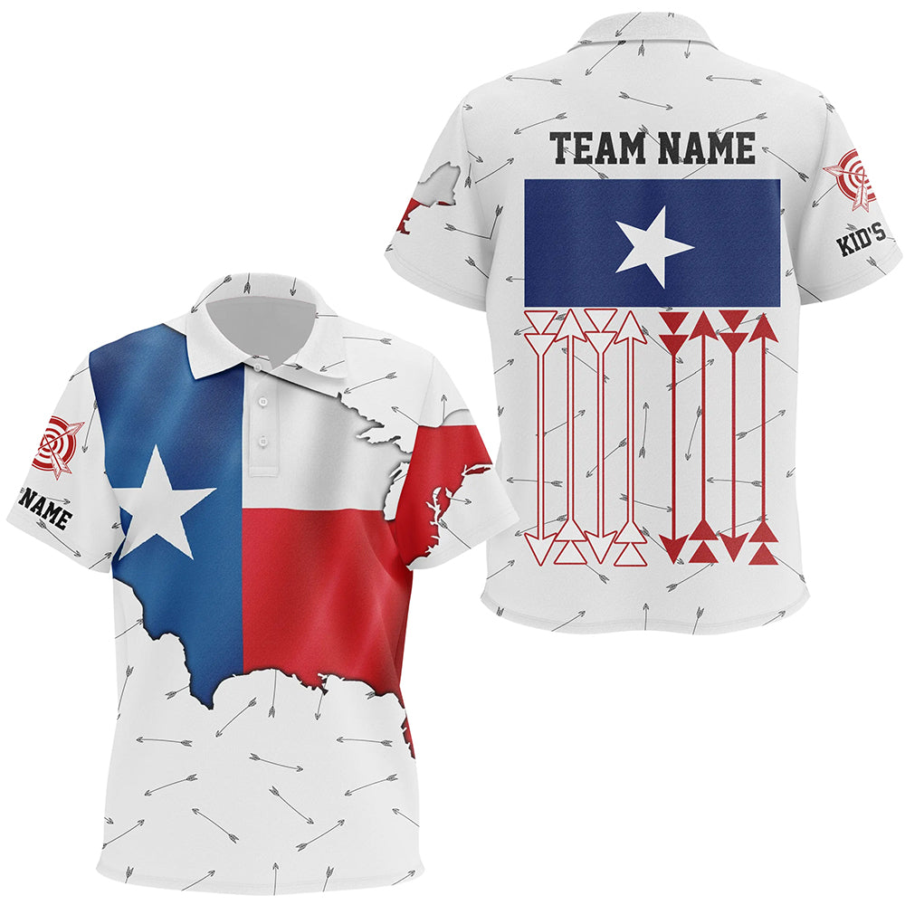 Personalized Patriotic Texas Flag Archery Kid Polo Shirts Archery Team Uniform Shirts TDM1619